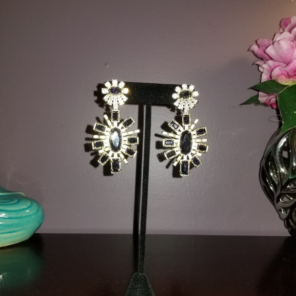 Kendra Scott Statement Earrings Blue Sandstone - Picture 8 of 8